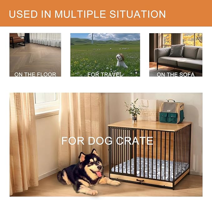 VANKEAN Dog Crate Mat - Reversible Cool & Warm Stylish Bed, Waterproof & Machine Washable, Supports Small to XXL Dogs, Grey