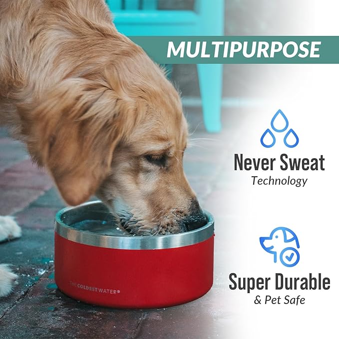 Coldest Dog Bowl - Anti Rust Metal, Non Slip, 3 Layers Insulated Stainless Steel Dog Bowls - Spill Proof & Heavy Duty - Water Bowl for Dogs, Cats & Pets, Dish Washer Safe (64 oz, Into The Beyond)