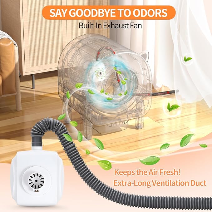 Self Cleaning Litter Box, 68 L Automatic Cat Litter Box for Multiple Cats, Robot with Dual Safety Protection, APP Control, Odor Removal Smart Litter Boxes, 2 Roll Trash Bags