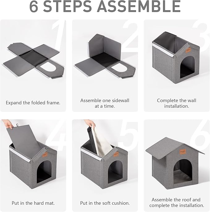 Love's cabin Outdoor Cat House Weatherproof, Insulated Feral Cat House Outdoor for Winter, Waterproof Outside House for Indoor Cats, Shelter with Removable Soft Cushion,Grey