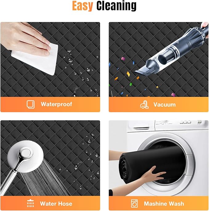 Dog Car Seat Cover for Back Seat, Dog Car Bed Cover with Strong Hard Bottom, Car Back Seat Extender Hammock for Car SUV Truck,4 Panels Black Large Size