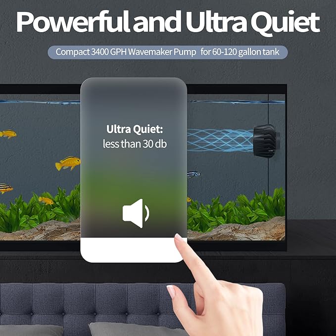 2100 GPH Wave Maker for Aquarium, Ultra Quiet DC 24V Fish Tank Powerhead with Strong Magnet Suction Base, Circulation Water Pump Wavemaker with Controller and LED Display for 30-70 Gallon Tank