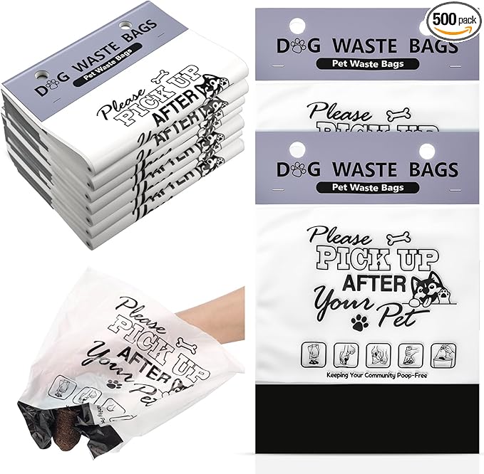 Ireer 500 Pcs Thick Header Dog Waste Bags Bulk Dog Poop Station Refills Pet Waste Bags Thicker Leakproof Disposal No More Warm Yuck Feeling for Home Outdoor Parks Communities Hoas