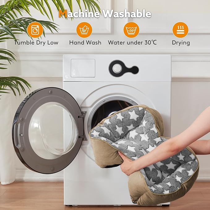 SIWA MARY Rectangle Dog Bed for Small Medium Dogs, Calming Dog Bed Small Size Dog, Orthopedic Dog Sofa Bed, Washable Soft Calming Sleeping Dog Soft Puppy Bed, Non-Slip Bottom, S (20"x 19"x 6"),Brown