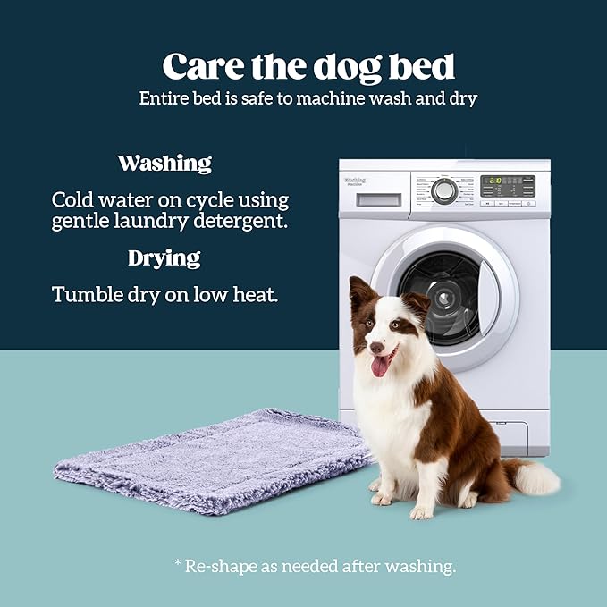 Stoutwool Indestructible Dog Bed - Fluffy Chew Proof Dog Crate Pad - Tough Kennel Pad for Aggressive Chewers - Washable, Ideal for Large Breeds & Fits 42-Inch Crate - 41"x27", Jacaranda