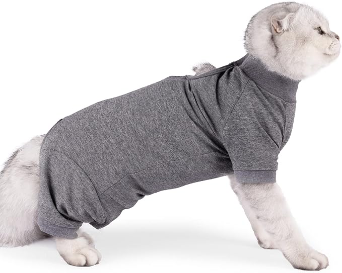 LIANZIMAU Cat Surgical Recovery Suit Professional for Male Female Dog Abdominal Wounds Cone E-Collar Alternative Anti-Licking Pet Surgical Recovery Pajama Suit Soft Fabric Onesie for Cats