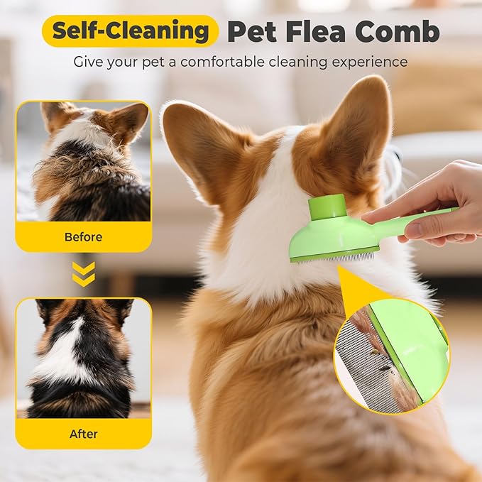 Cat Steam Brush for Shedding, 4 in 1 Rechargeable Steam Brush for Cats and Dogs, Anti-Static, Massage, flea comb for cats& Pet Removal Hair Glove,Shedding & Combing All In One!