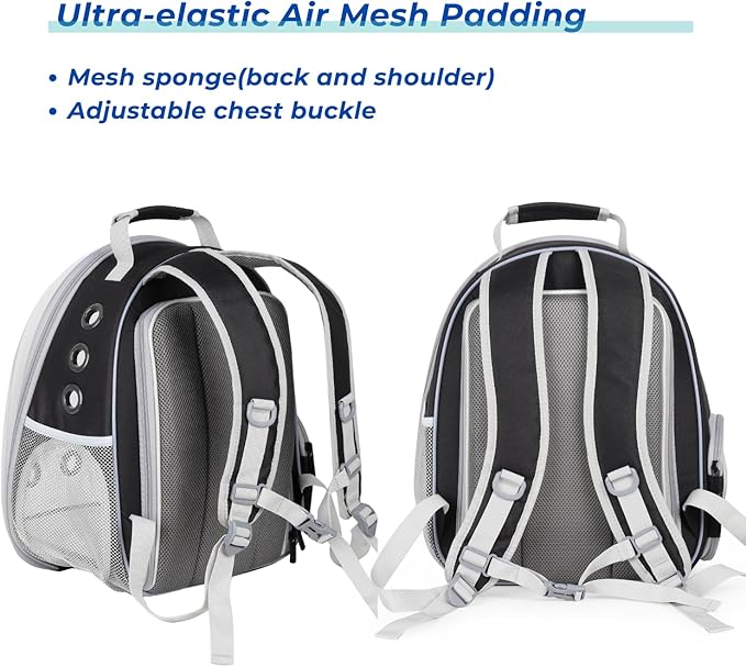 Lollimeow Cat Carrier Backpack, Bubble Expandable Backpack Carrier, Pets and Small Dogs,Airline-Approved, Designed for Travel, Hiking, Walking & Outdoor Use (Square Back Expandable-Black)