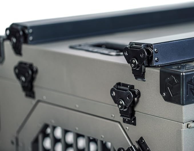 ROCK CREEK CRATES Collapsible Dog Crate: Meticulously Engineered, Durable Aluminum Construction, Non Slip Feet | 10 Year Warranty | Ideal for Indoor & Vehicle Use (Midnight Black, 30 Inch)