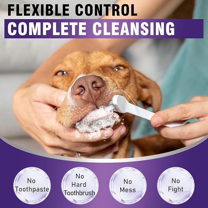Teeth Cleaning Wipes for Dogs & Cats, Dental Care Finger Wipes, Remove Plaque, Tartar & Bad Breath, Disposable Gentle Cleaning & Gum Care Pet Wipes, No-Rinse Dog Finger Toothbrush, 50 Counts