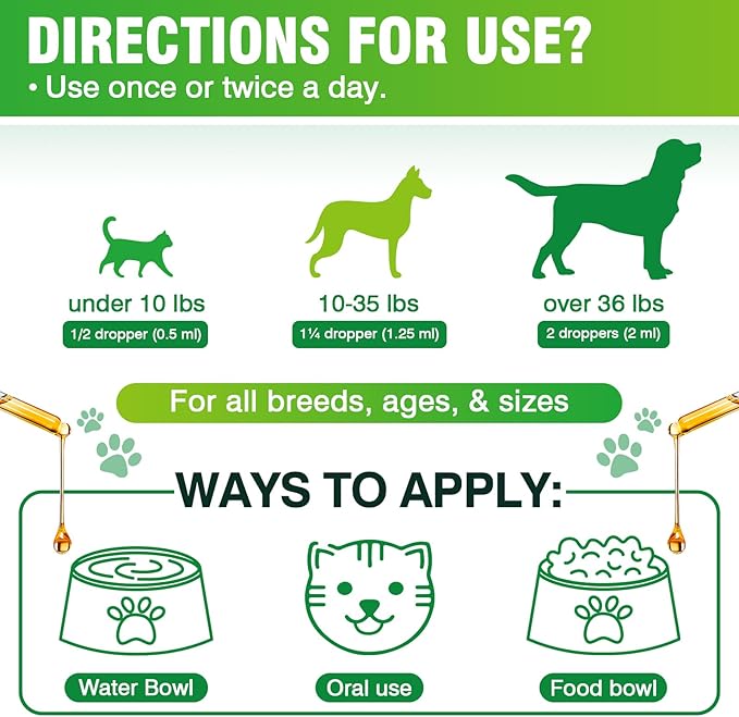 Natural Antibiotics for Dogs and Cats,Antibiotic for Cats,Dog Antibiotics in Drops,Help with Allergies, Itching, Coughs, UTIs,Skin, Coat, Digestion Care,for All Breeds & Ages,Pet Supplements&Vitamins