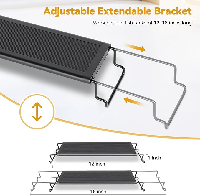 hygger 14W LED Aquarium Light, 12-18 Inch Fish Tank Light with Timer Auto On/Off, Sunrise Sunset Mode, Adjustable Brightness and Colors, Full Spectrum Light with Extendable Brackets for Freshwater