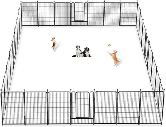 Dog Playpen 40 inch 30 Panels Indoor Outdoor Dog Pen for Large/Medium/Small Dogs Heavy Duty Metal Dog Fence Outdoor for Yard, Puppy Playpen with Door Portable Pet Fence for RV Camping Yard