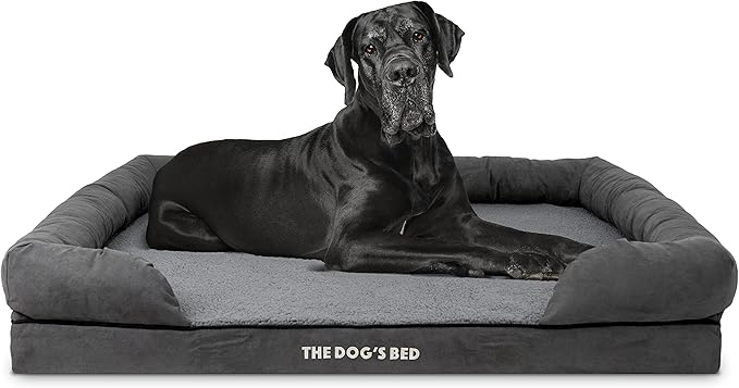 The Dog’s Bed Medium Support Memory Foam Dog Bed XXL Plush Grey 51.5x39, Pain Relief: Arthritis, Hip & Elbow Dysplasia, Supportive, Calming, Waterproof Washable Cover,Veterinary-Approved