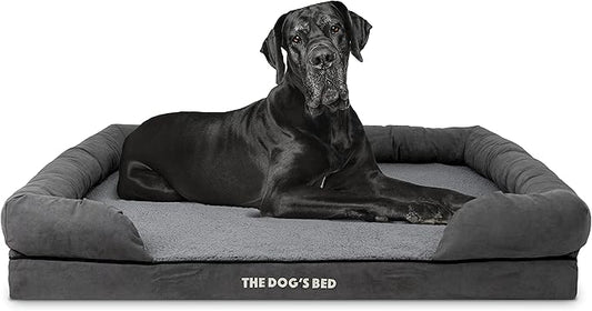 The Dog’s Bed Medium Support Memory Foam Dog Bed XXL Plush Grey 51.5x39, Pain Relief: Arthritis, Hip & Elbow Dysplasia, Supportive, Calming, Waterproof Washable Cover,Veterinary-Approved