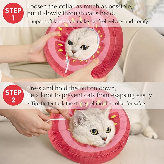 ANWA Adjustable Cat Cone Collar Soft, Cute Cat Donut Collar After Surgery, Kitten Recovery Cones to Stop Licking