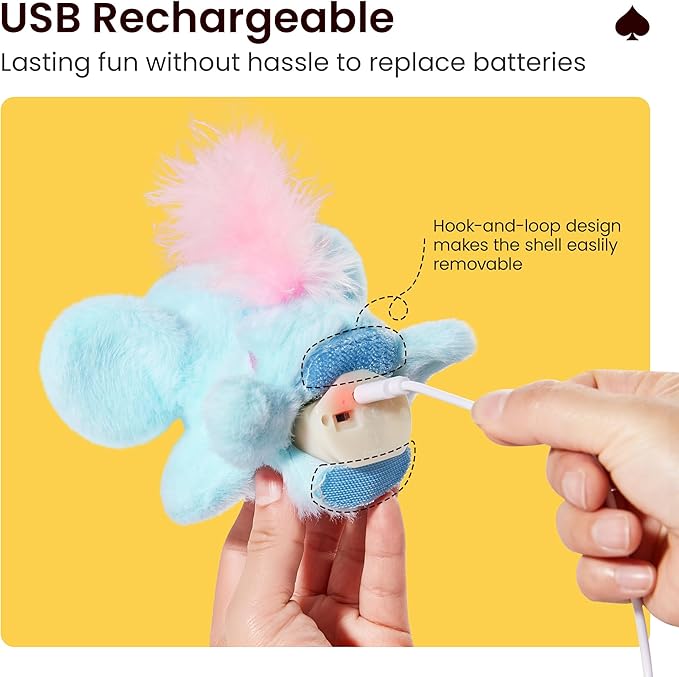 Potaroma Cat Toys Flapping Elephant, Interactive Realistic Kitten Toy Stuffed with Catnip and Crinkle Paper Hangable Design for Bored Indoor Cats 6.3 Inches