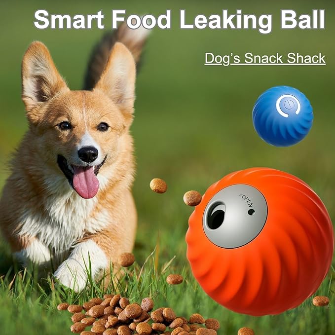 Zoomie Buddy 2.0, Zoomie Buddy for Dogs, 2 in 1 Smart Touch Interactive Dog Balls ＆ Pet Feeder, 2.83" Diameter, Suitable for Small/Medium Dogs, with Fruit Plush Cover (2*Orange, Bayberry)