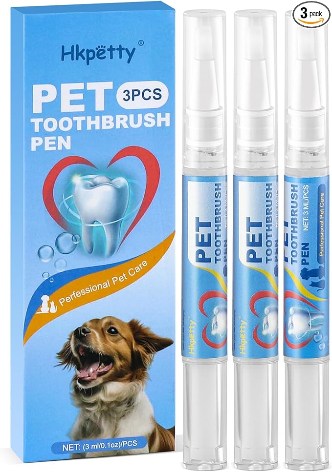 3PCS Pet Toothbrush Pen,Teeth Brightening Pen for Dog-Pet Dog/Cat Teeth Cleaning Pen for Dental Care,Dogs Cats Natural Plants Tartar Remover Tool
