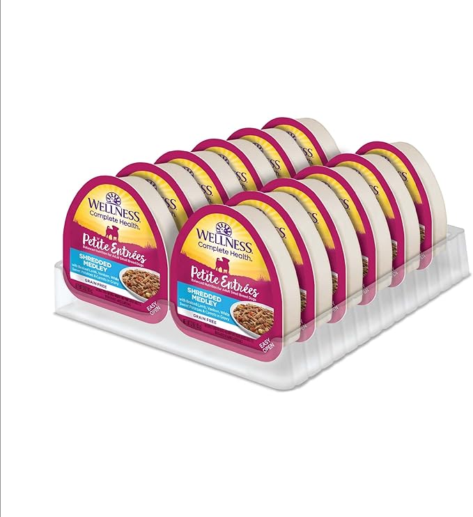 Wellness Petite Entrées Shredded Medley with Braised Lamb, Venison, White Sweet Potatoes & Carrots, 3-Ounce Cup (Pack of 12)