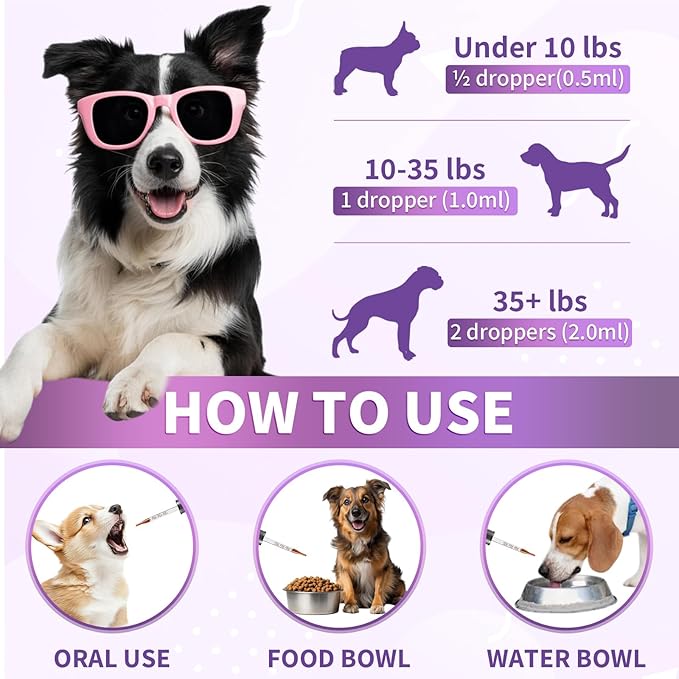 Dog Allergy Relief Drops, Skin & Coat Support with Fish Oil and Omega-3, Natural Immune Supplement for Dogs – Seasonal Allergy & Itchy Skin Care – Soothes Sensitive Skin, Itch Relief for Dog, 2 Fl oz