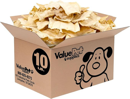ValueBull USA Rawhide Chips, 10 Pound Bulk Pack - Natural & Safe, USA Beef Hide, Long Lasting, Chemical Free, No Artificial Flavors