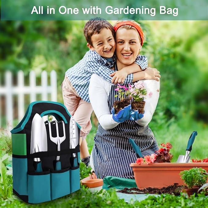 Kynup Garden Tools 7-Piece, Gardening Hand Tools, Gardening Tools Set Cultivators with Rust-Proof,Stainless Steel, Aluminum Alloy Material, Gardening Supplies Set Ideal Gift