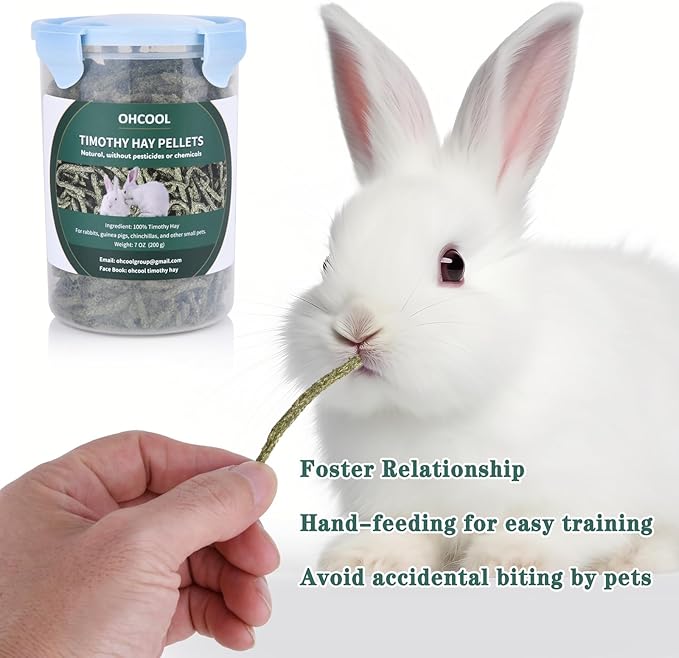 Timothy Hay Pellets 28oz (4 * 7 oz) - 100% Timothy Premium Nutrition Pellet for Tortoise, Rabbits 28 oz