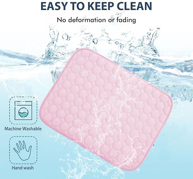 MICROCOSMOS Summer Cooling Mat & Sleeping Pad- Water Absorption Top, Materials Safe, Easy Carry, EZ Clean. Keep Cooling for Pets, Kids and Adults.(Pink, 36" x24")