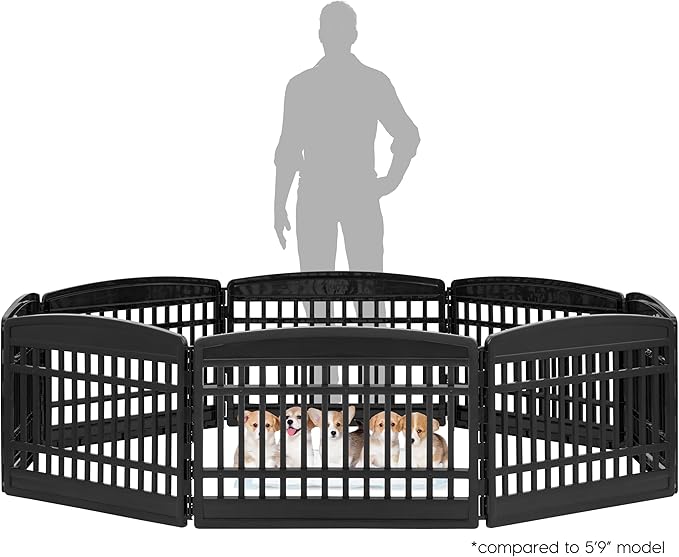IRIS USA 24" 8-Panel Puppy Playpen, 83.5 x 83.5 x 23.63, Dog Playpen, Dog Play Pen Indoors, Pet Fence, Small Pets, Black