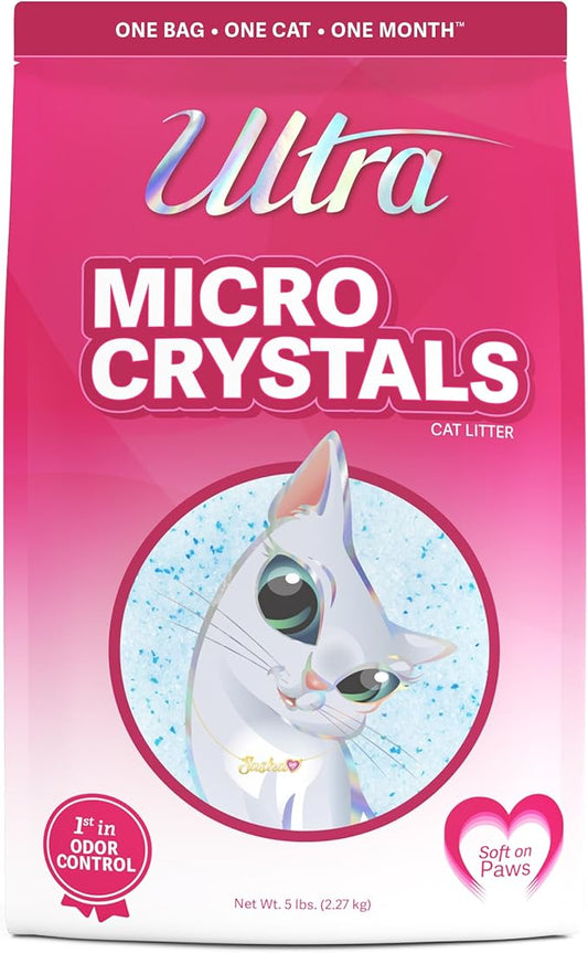 Ultra Micro Crystals Cat Litter - 99.9% Dust Free, Soft on Paws, Fragrance Free - 5 Lbs.