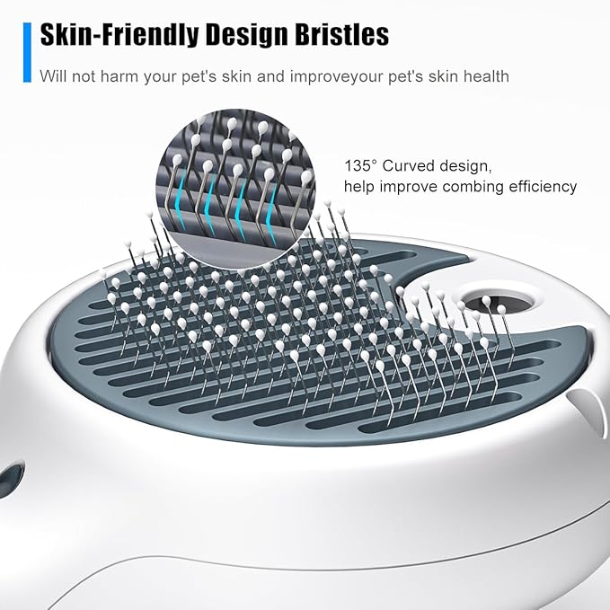 Cat Steam Brush for Indoor Cats – 3-in-1 Grooming Tool with Water Spray, Self-Cleaning Hair Comb for Long & Short Haired Cats and Dogs