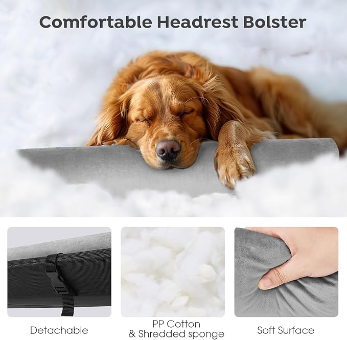 Veehoo Medium Elevated Dog Bed, Outdoor Raised Dog Cot Hammock Bed with One-Sided Removable Headrest Bolster, Cooling Breathable Washable Teslin Mesh, Off Ground, Anti-Slip, M, CWC2204BCP