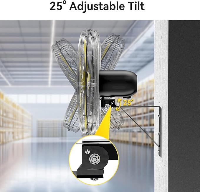 30 Inch Industrial Wall Mount Fan Oscillating, 8900 CFM Commercial Metal Wall Fans with Poweful Motor, 3 Speed, Heavy Duty Construction Indoor for Warehouse, Workshops, and Garage, UL Listed