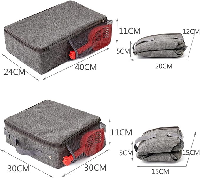 Cat Travel Litter Box, Portable Collapsible Litter Box with Lid, Small Pet Litter Box Leak Proof Litter Carrier for Cat (Square)