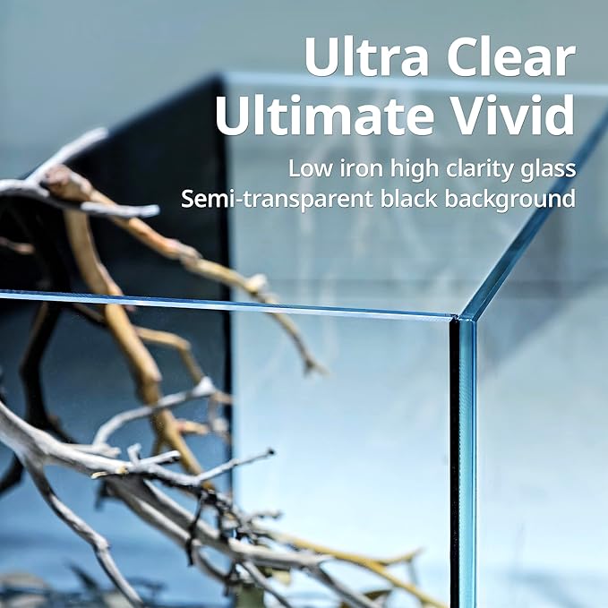 NICREW 2.5 Gallon Nano Nature Aquarium Kit, Ultra-Clear Rimless Desktop Fish Tank with Light, Filter, Gravel and Rock, Perfect for Small Fish, Shrimp, or Betta, Complete Version, Black