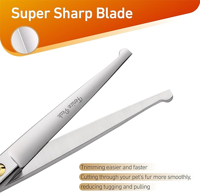 Fenice Peak 6'' Small Straight Scissors Lightweight Dog and Cat Grooming Scissors with Safety Round Tip JP440C Stainless Steel Sharp Blades for Body Facial Nose Ear and Paw Hair Easy Use