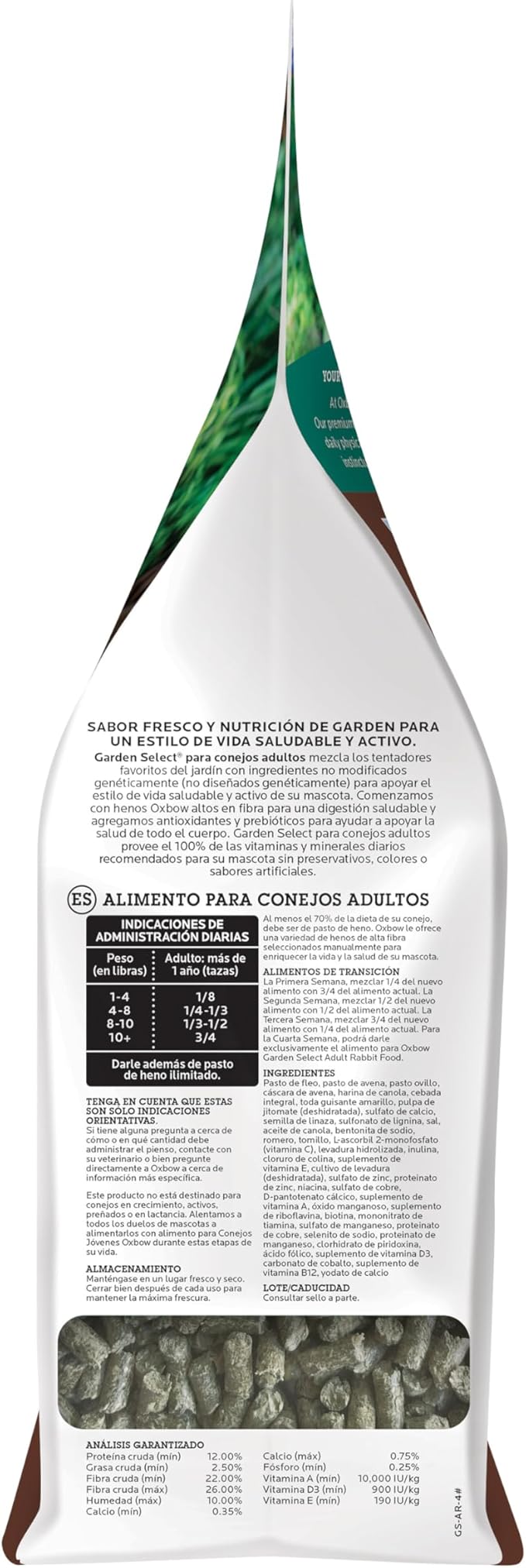 Oxbow Animal Health Garden Select Rabbit Food, Adult Rabbit, Made Timothy Hay, Vitamin & Mineral Rich Pet Food Pellets, Bunny Supplies, Made in USA, High Fiber, 4 lb Bag
