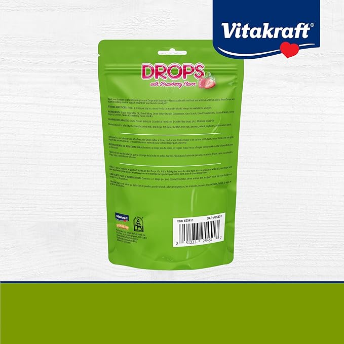 Vitakraft Drops Hamster Treat - Strawberry - Yogurt Treats for Hamsters Pink 5.3 Ounce (Pack of 1)