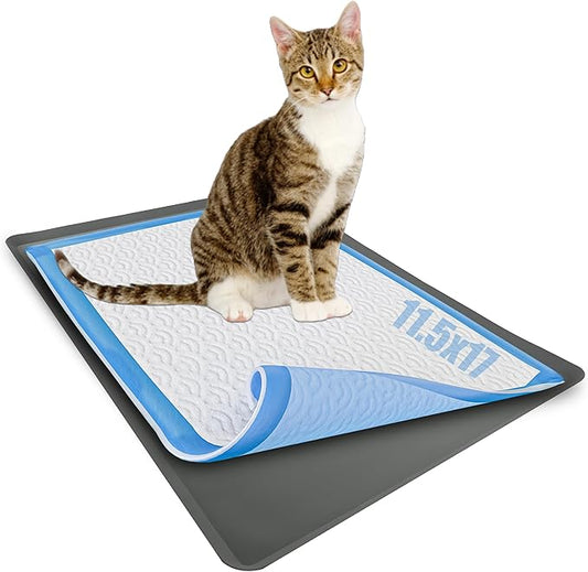 TidyFriend Puppy Pad Holder Tray Fits for 11.5” x 17” Wee Wee Pee Pads - Stable Grip, Raised Edges, Quick-Wipe Silicone Surface Dog Potty Tray Holder for Indoor Flooring Protection (Grey)