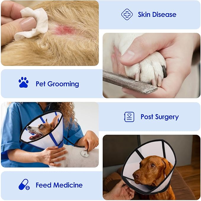 KOESON Dog Cone XL, Soft Cones for Large Dogs, Lightwieght and Clear Dog Collars & Cones to Stop Licking After Surgery, Breathable Pet Recovery Cones E-Collar for Extra Large Dogs, Blue XL