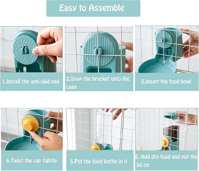 Hanging Automatic Rabbit Food Water Dispenser, Auto Dog Kennel Water Dispenser 35OZ Gravity Bunny Feeder, Dog Cage & Crate Water Dispenser for Rabbit Guinea Pig Hedgehog Ferret Kitty Puppy