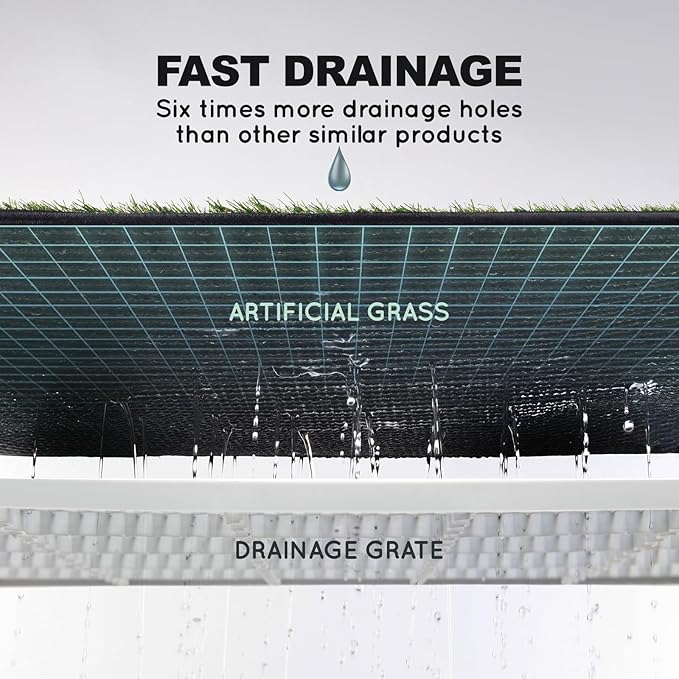 HQ4us Dog Grass Pad with Tray Large 34”×23” Dog Litter Box Toilet with 2×Artificial Grass for Dogs with Hemmed Edge, Pee Pads for Dogs, Realistic, Less Stink, Potty for Balcony