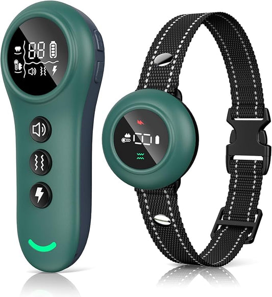 [New 2025] 2-in-1 Dog Shock Collar & Bark Collar – 3300FT Dog Training Collar with Remote, Automatic Anti-Barking, 5 Adjustable Sensitivity Levels, IP67 Waterproof E-Collar for Small Medium Large Dogs