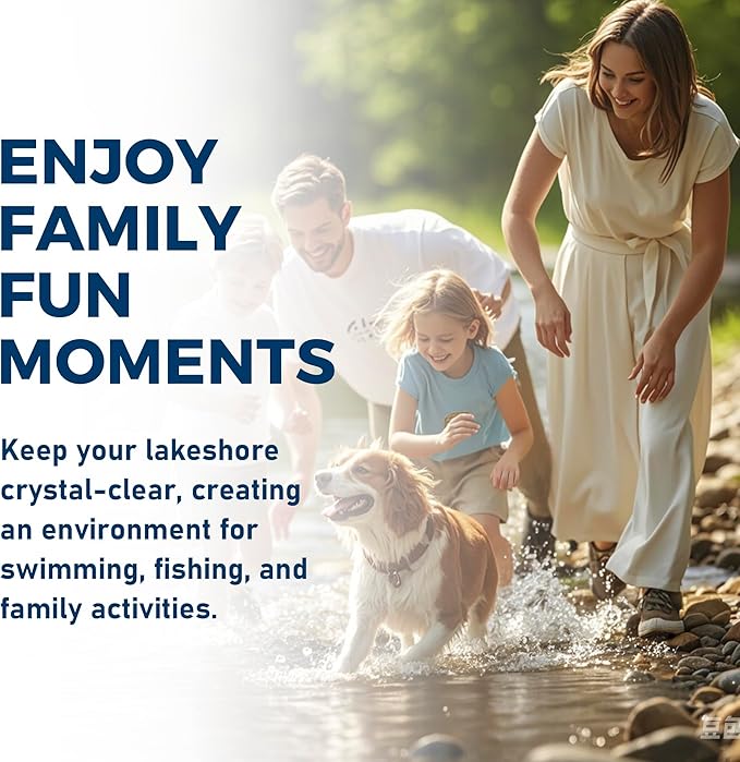 Pond Clarifier Treatment – 12 Packets Natural Pond Water Clear for Outdoor Lakes – Beneficial Enzymes to Improve Water Clarity & Eliminate Odor – Treats Up to 144000 Sq Ft