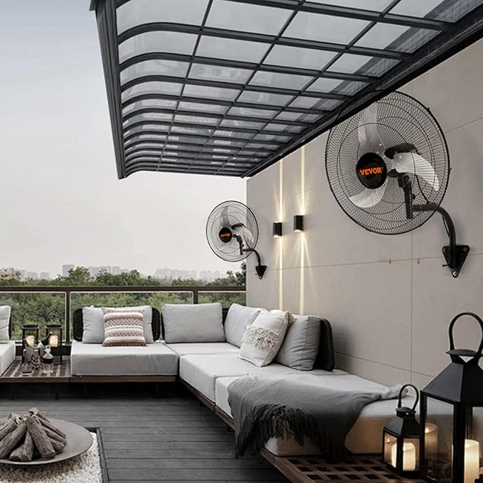 VEVOR Wall Mount Fan, 2 PCS 20 inch Oscillating, 3-speed High Velocity Max. 4000 CFM Industrial Wall Fan for Indoor, Commercial, Residential, Warehouse, Greenhouse, Workshop, Basement, Garage,Black