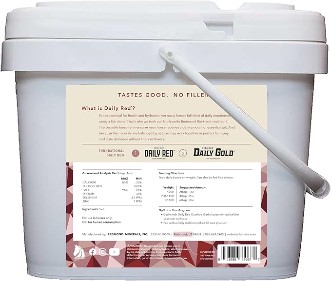 REDMOND Rock Crushed Loose Mineral Salt Electrolyte Supplement for Horses (25 LBS)