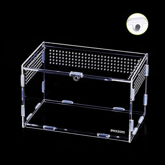 Magnetic Acrylic Case, micro habitat small Tarantula Enclosure enclosure for arboreal Tarantula Scorpion Sling Lizards Mantis Snake Gecko jumping spider snail Insect Isopods (7.8*4.7*4.7inch)