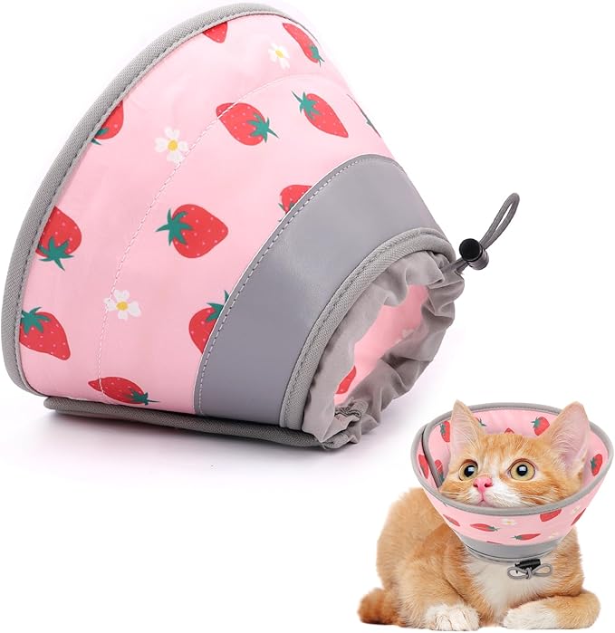 Cat Cone Collar Soft, Comfortable Cat Recovery Collar Pet Cone for Small Large Cats, Lightweight Elizabethan Collar for Cats Kittens After Surgery Prevent from Licking Wounds, Pink, L