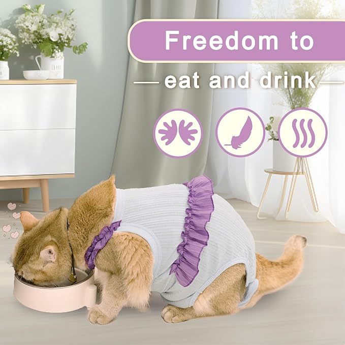 Cat Recovery Suit,Kitten Onesie After Surgery,E-Collar Alternative for Abdominal Wound and Skin Diseases,Soft Breathable Bodysuit After Spay（Orange-m）